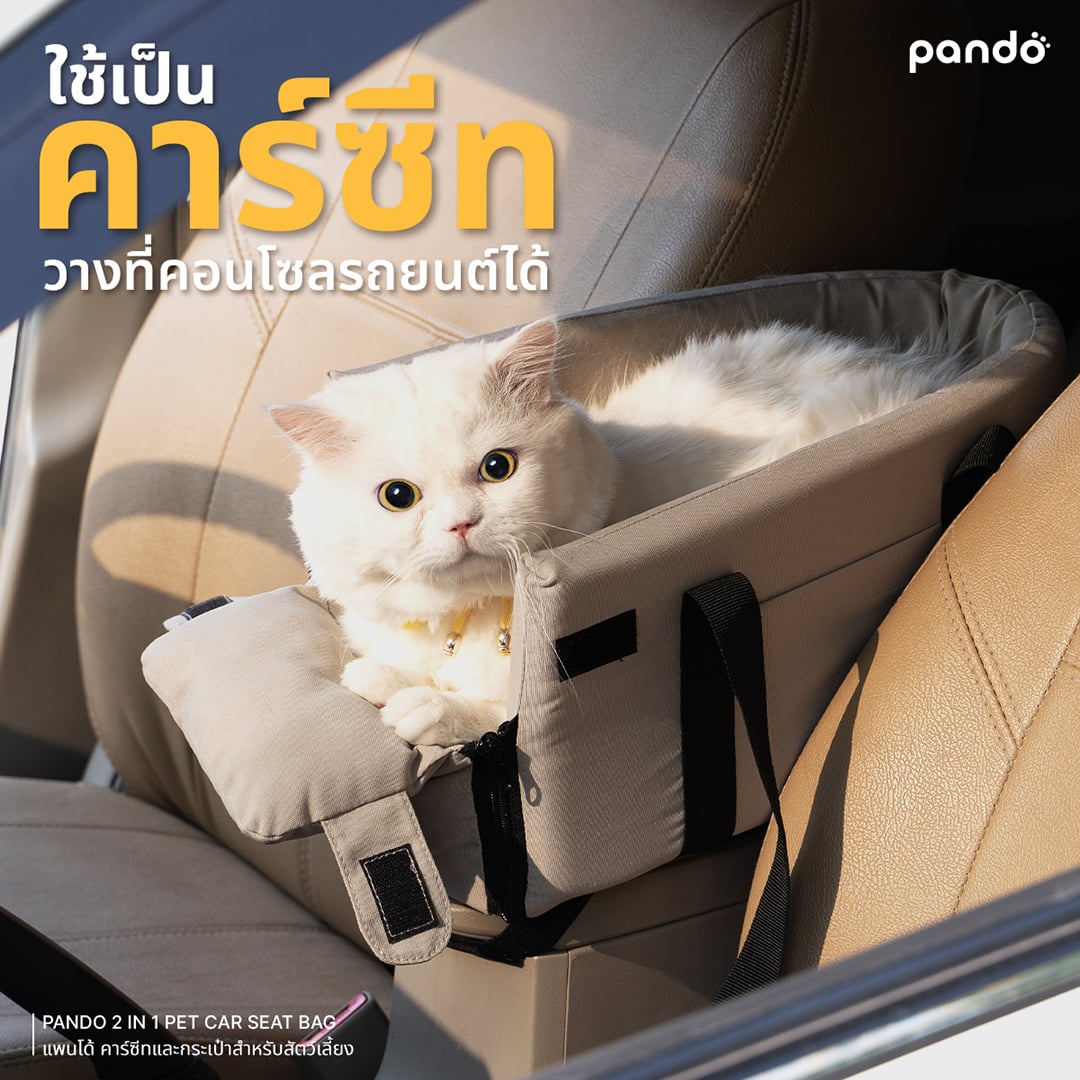 คาร์ซีทกระเป๋าสำหรับสัตว์เลี้ยง PANDO 2 IN 1,สีเบจ_1